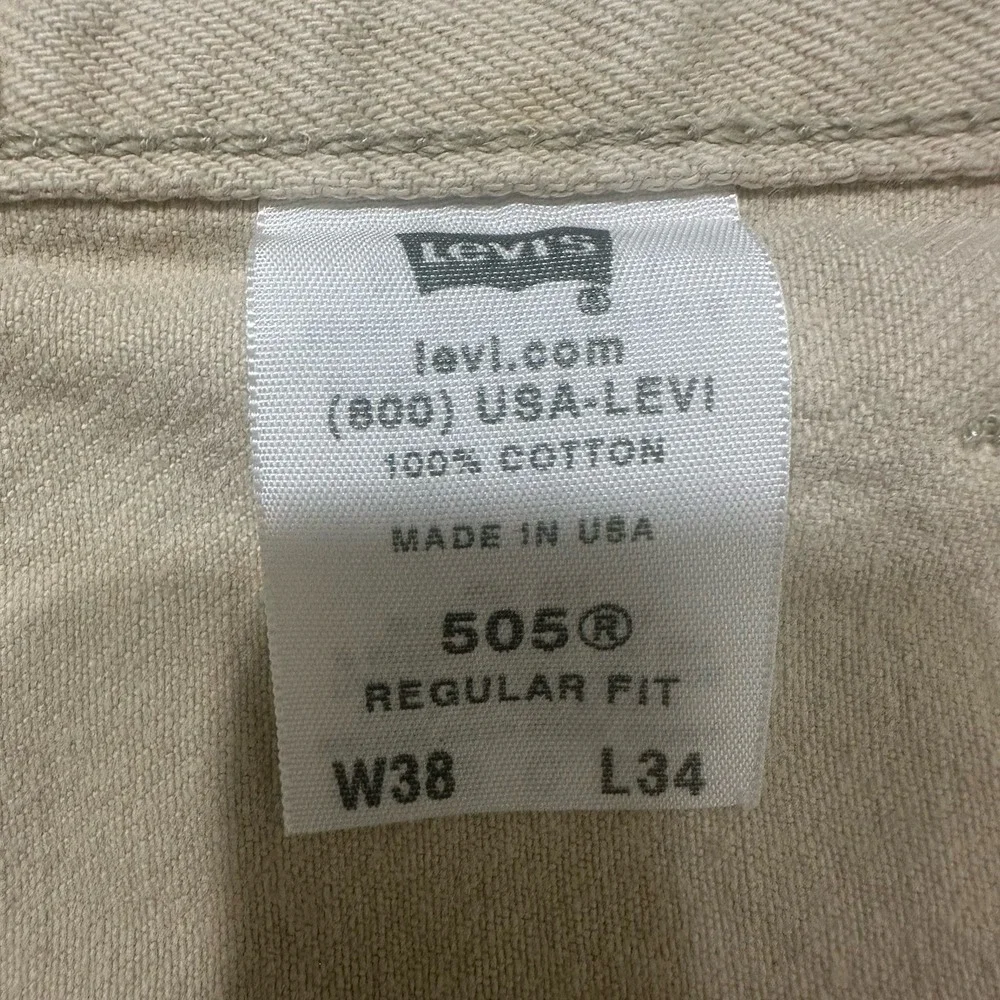 Levi's 505 Regular Fit Tan Beige Denim Jeans Mens‎ Made in USA Straight Leg Y2K